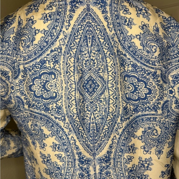 All Saints Blue and White Paisley Jacket and Shorts Set Size 2. - Picture 6 of 17